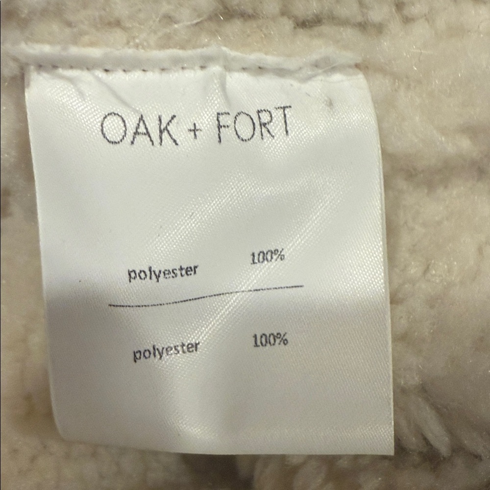 OAK + FORT WOMENS small gray Jacket with Cream Sherpa Collar - Picture 8 of 9